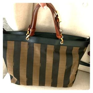 Fendi Satchel Pequín Striped Bag